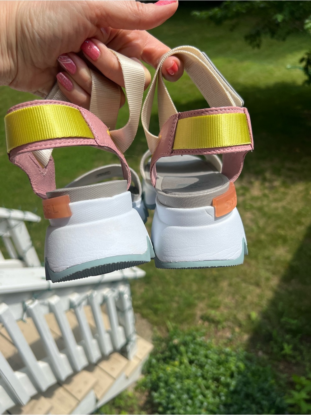 Sorel Women's Cream and Pink Adjustable Strap Sandals - Picture 6 of 8